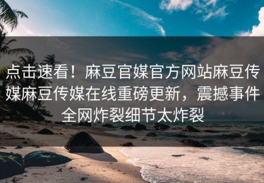 点击速看！麻豆官媒官方网站麻豆传媒麻豆传媒在线重磅更新，震撼事件全网炸裂细节太炸裂