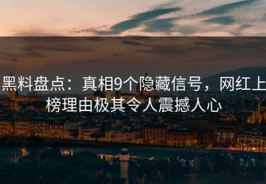 黑料盘点：真相9个隐藏信号，网红上榜理由极其令人震撼人心
