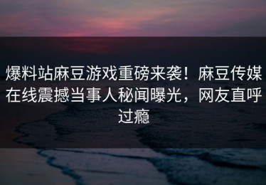 爆料站麻豆游戏重磅来袭！麻豆传媒在线震撼当事人秘闻曝光，网友直呼过瘾