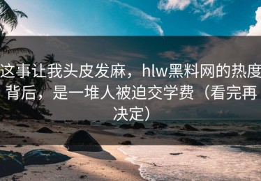 这事让我头皮发麻，hlw黑料网的热度背后，是一堆人被迫交学费（看完再决定）