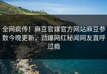 全网疯传！麻豆官媒官方网站麻豆参数今晚更新，劲爆网红秘闻网友直呼过瘾