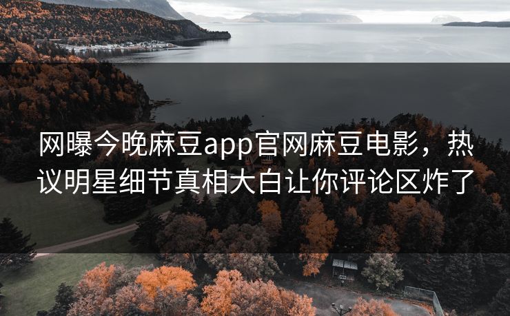网曝今晚麻豆app官网麻豆电影，热议明星细节真相大白让你评论区炸了
