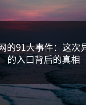 揭秘91网的91大事件：这次异常安静的入口背后的真相