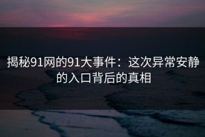 揭秘91网的91大事件：这次异常安静的入口背后的真相