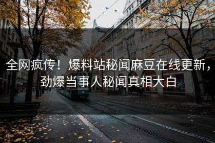 全网疯传！爆料站秘闻麻豆在线更新，劲爆当事人秘闻真相大白