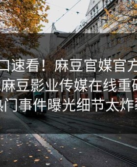 麻豆入口速看！麻豆官媒官方网站麻豆下载麻豆影业传媒在线重磅更新，热门事件曝光细节太炸裂
