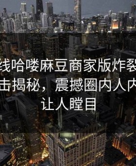 麻豆在线哈喽麻豆商家版炸裂！麻豆网页直击揭秘，震撼圈内人内幕真相让人瞠目