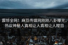 震惊全网！麻豆传媒网刚刚八卦曝光，热议神秘人真相让人真相让人瞠目
