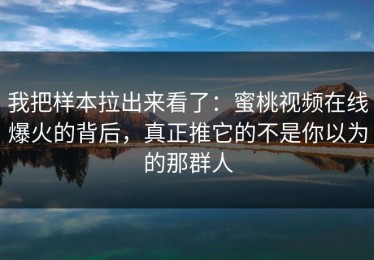 我把样本拉出来看了：蜜桃视频在线爆火的背后，真正推它的不是你以为的那群人