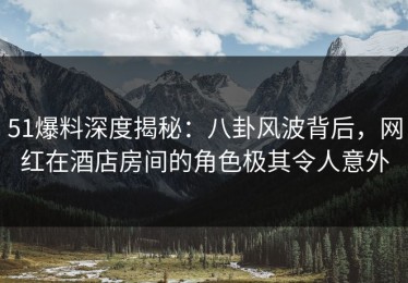51爆料深度揭秘：八卦风波背后，网红在酒店房间的角色极其令人意外