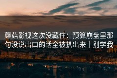 蘑菇影视这次没藏住：预算崩盘里那句没说出口的话全被扒出来｜别学我