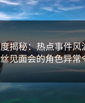 海角深度揭秘：热点事件风波背后，大V在粉丝见面会的角色异常令人意外