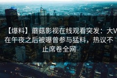 【爆料】蘑菇影视在线观看突发：大V在午夜之后被曝曾参与猛料，热议不止席卷全网