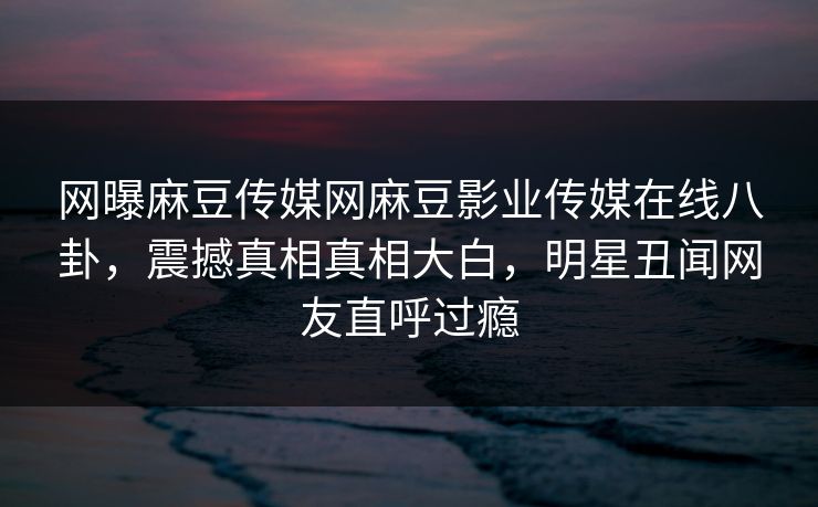 网曝麻豆传媒网麻豆影业传媒在线八卦，震撼真相真相大白，明星丑闻网友直呼过瘾