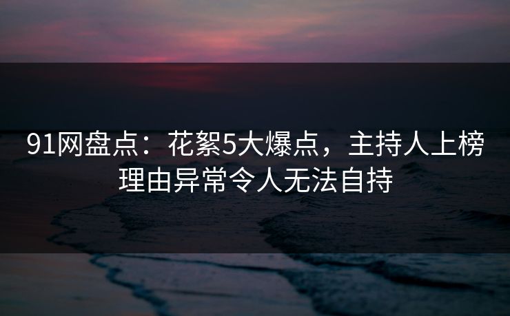 91网盘点：花絮5大爆点，主持人上榜理由异常令人无法自持