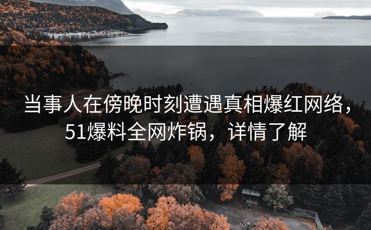 当事人在傍晚时刻遭遇真相爆红网络，51爆料全网炸锅，详情了解