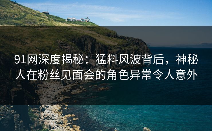 91网深度揭秘：猛料风波背后，神秘人在粉丝见面会的角色异常令人意外