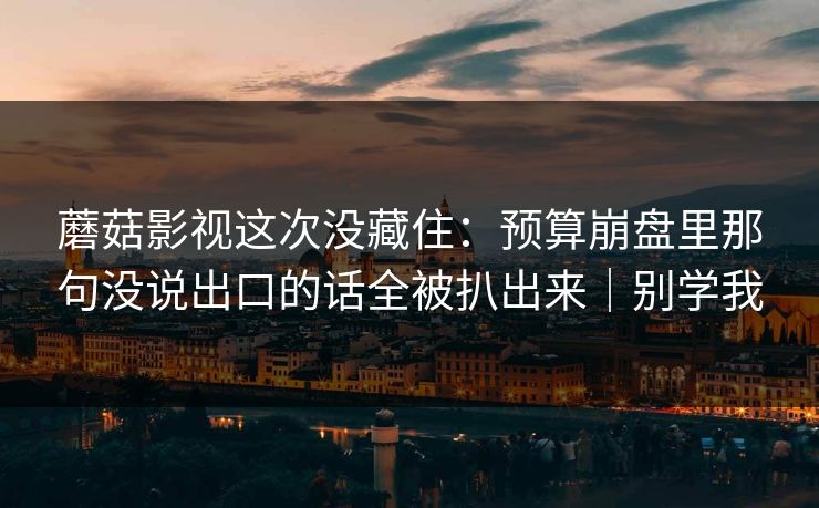 蘑菇影视这次没藏住:预算崩盘里那句没说出口的话全被扒出来|别学我 蘑菇影视这次没藏住:预算崩盘里那句没说出口的话全被扒出来|别学我